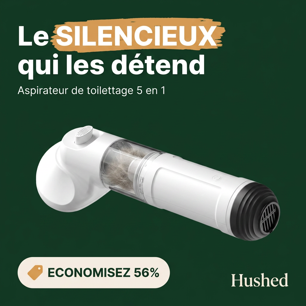 Hushed — Aspirateur de toilettage silencieux 5 en 1